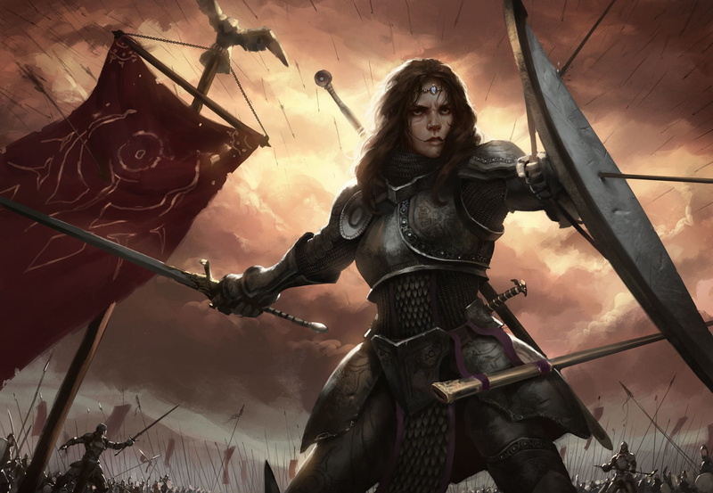 armed forces, gun, war, sky, women, holding, sword, warrior - person, warrior, battle, fantasy art, conflict, 1080P, human representation, low angle view