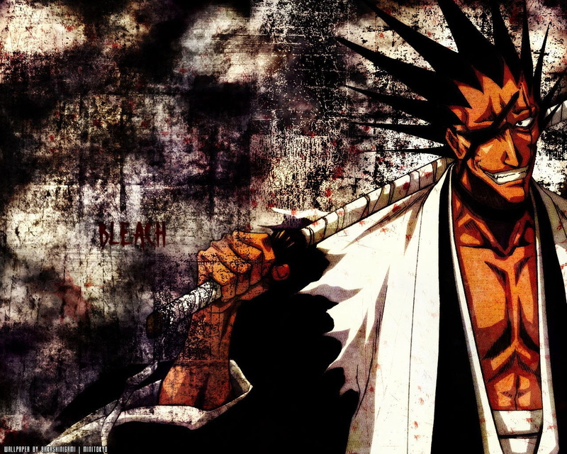  wall - building feature, textured, day, outdoors, weathered, art and craft, building exterior, pattern, old, 720P, anime boys, no people, Zaraki Kenpachi