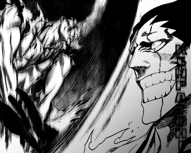 720P, Zaraki Kenpachi, kenpachi, x, hd, zaraki, anime, art, bleach, grayscale