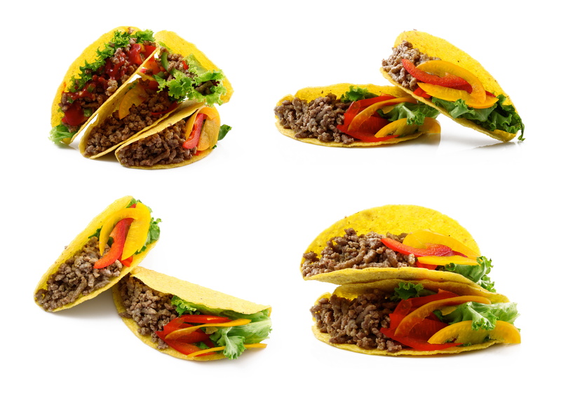 tacos, close-up, no people, gourmet, freshness, tortilla - Flatbread, lettuce, food and drink, refreshment, indoors, cooking, salad, slice, red, dinner