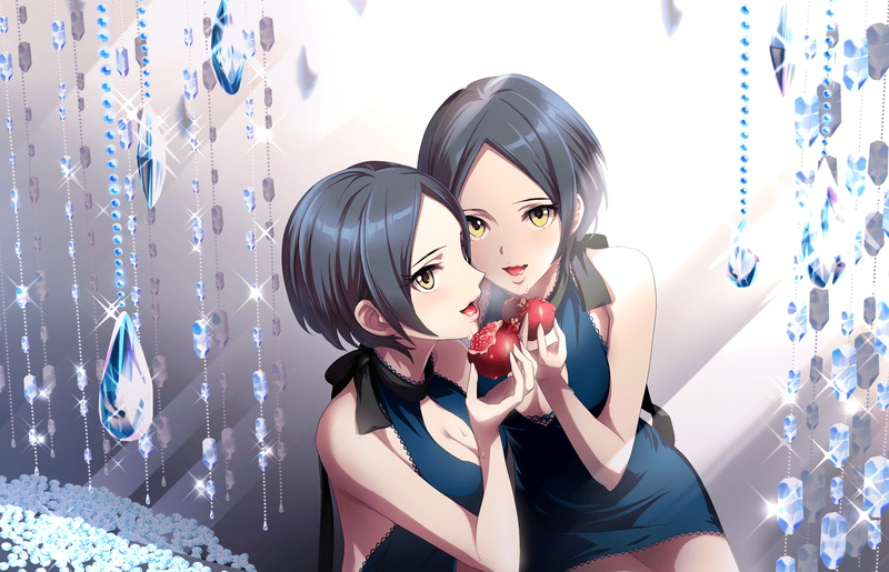 gray hair, Hayami Kanade, dress, fashion, pomegranate, young adult, female likeness, real people, lifestyles, portrait, short hair, representation, hairstyle