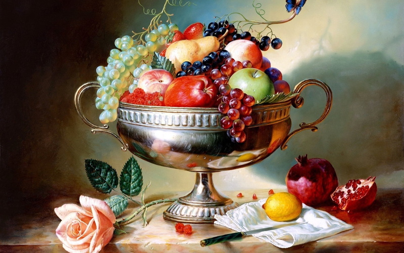 1080P, grapes, red, healthy Eating, still life, wealth, crockery, apple - Fruit, cup, leaf, backgrounds, close-up, fruits, dessert, vase, celebration