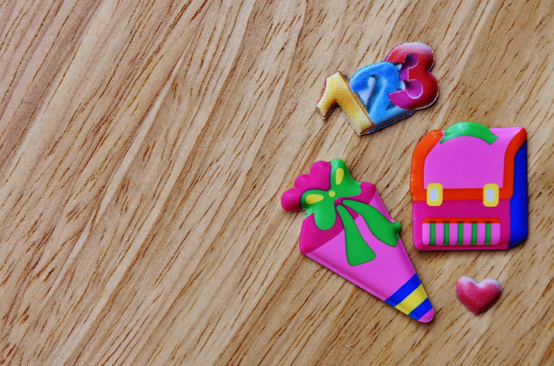 Training, representation, multi colored, joy, wood, learn, shape, high angle view, indoors, toy, schulbeginn, school bags, school start, pink color, school year