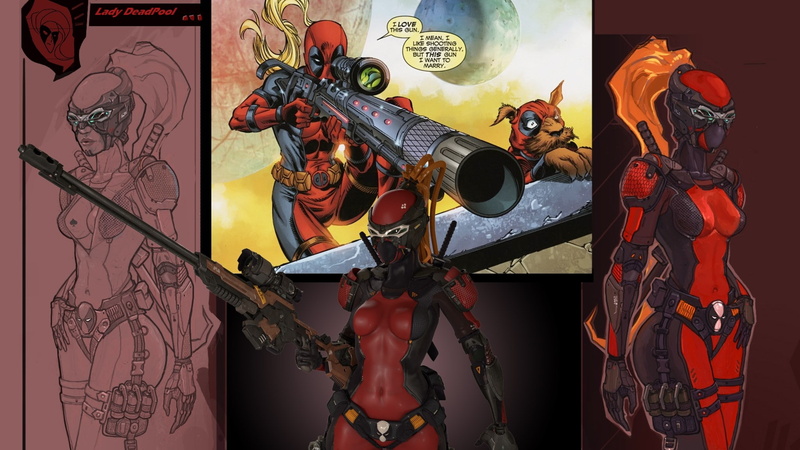 no people, musical instrument, creativity, indoors, disguise, male likeness, human representation, lady deadpool, performance, 1080P, music, string instrument