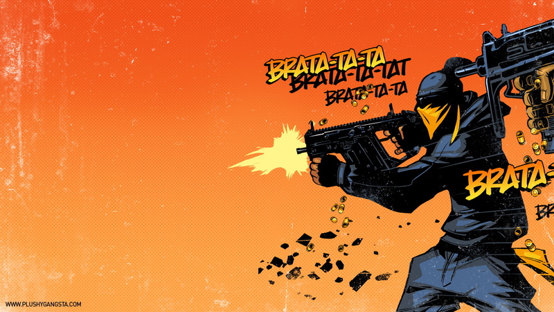 1080P, clip, jacket, orange, hoodie, firing, man, gun, cartoon/comic, art, hd, gangster, machine
