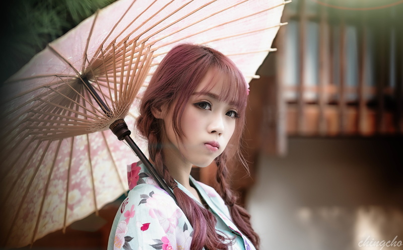 lifestyles, Traditional, Hair, People, portrait, one person, bang, females, 8K, indoors, childhood, parasol, Girls, front view, cute, bangs, leisure activity