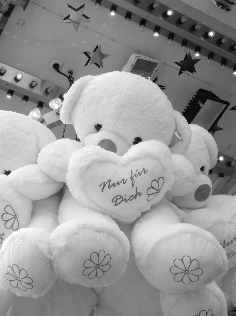 folk festival, teddy, creativity, white color, grayscale, art and craft, positive emotion, plush toys, no people, heart shape, bear, hamburg, cuddly, low angle view