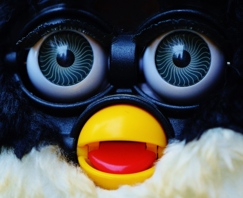 soft toy, blue eye, toys, toy, furby, equipment, no people, backgrounds, sensory perception, indoors, close-up, yellow, extreme close-up, iris - eye, fuel and power generation