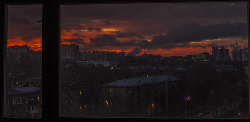 city, evening, factory, Russia, orange, sunset, 2K, gloomy