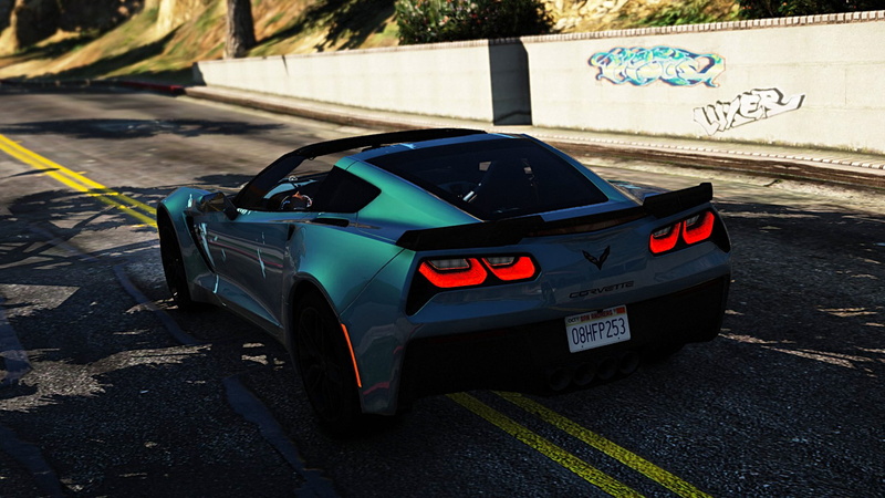 Grand Theft Auto V, screen shot, video games, vehicle, Grand Theft Auto, GTA5, numbers, car, 1080P, blue cars, Corvette