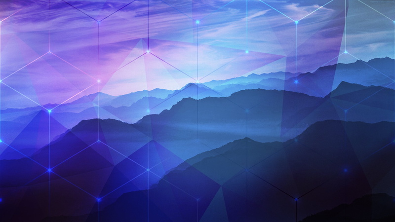 2K, blue, Photoshop, 2K, mountains, Purple, nature, Peaceful, hexagon