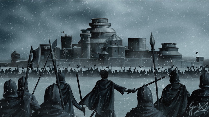 1080P, fantasy art, warrior, army, fan art, war, Winterfell, A Song of Ice and Fire, snow, winter, Stannis Baratheon, digital art, artwork, Game of Thrones