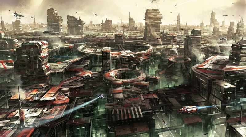 digital art, futuristic, concept art, 5K, cityscape, Winterfell, artwork, video games, Star Citizen