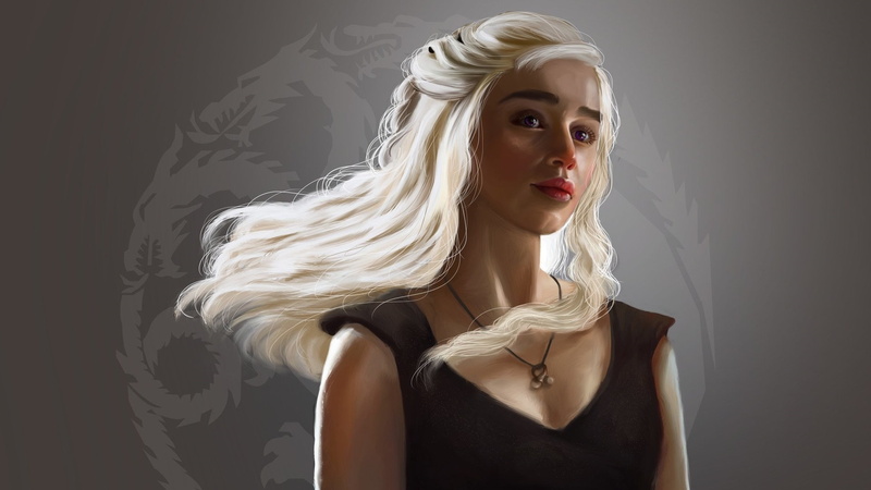 House Targaryen, dragon, fan art, Emilia Clarke, sigils, blonde, women, long hair, Game of Thrones, Daenerys Targaryen, 1080P, artwork