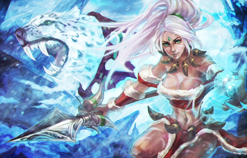 art, girl, Bestial Huntress, League of Legends, Snow Bunny, Nidalee, lol, hunter, 2K, beauty