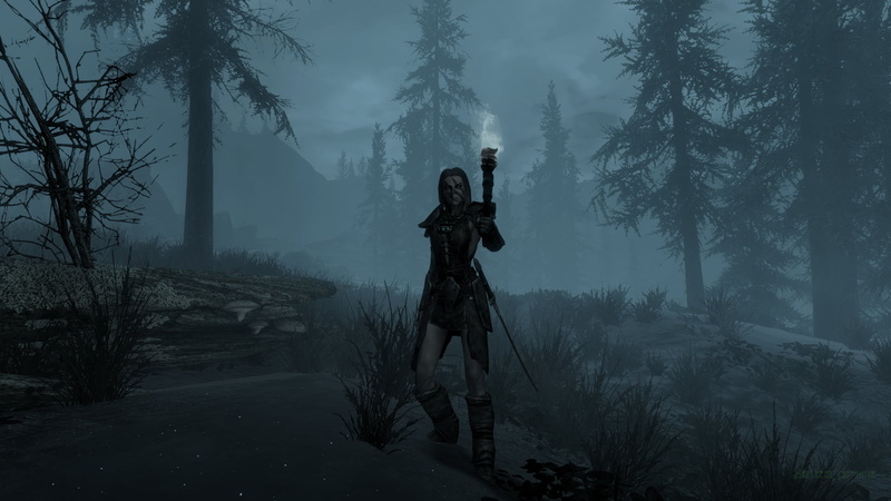 Aela the Huntress (Skyrim), PC gaming, snow, 1080P, The Elder Scrolls V: Skyrim, mist, The Companions, screen shot, winter, in-game