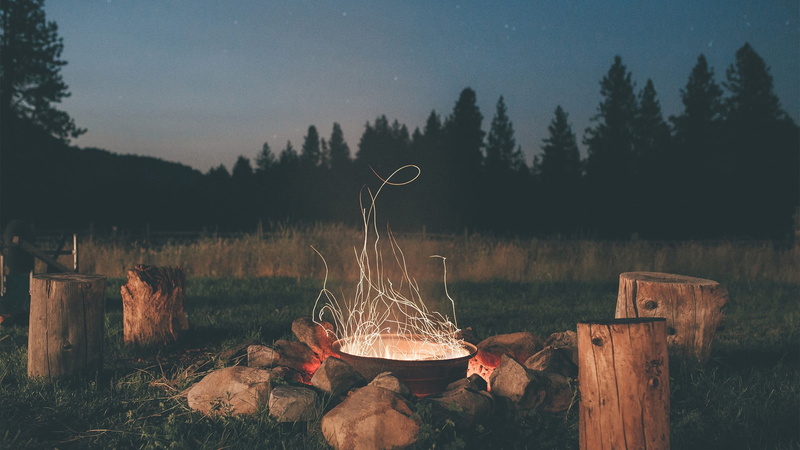 bark, woodland, scenics - nature, lake, log, wood, no people, field, non-urban scene, tranquility, sky, plant, 1080P, night, bonfire, camping, water, wood - material