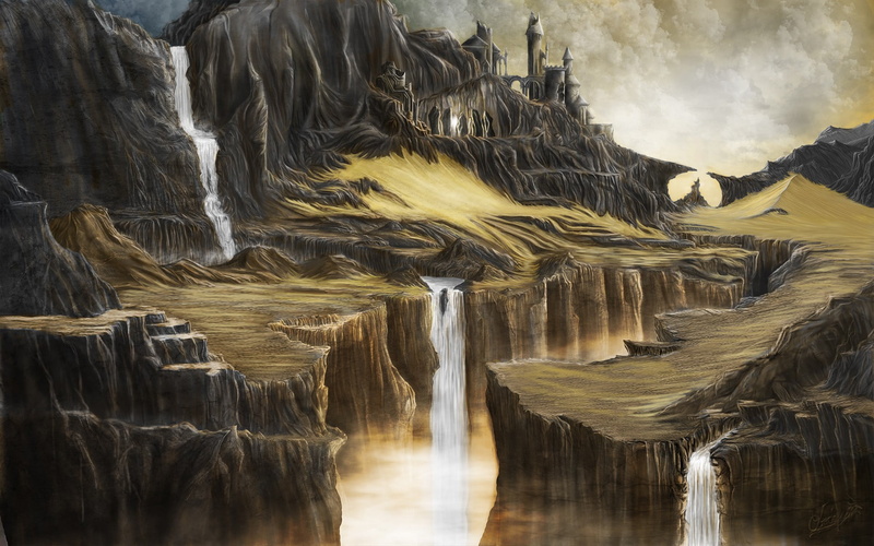 non-urban scene, water, power in nature, no people, travel destinations, painting, mountain, motion, waterfront, power, geology, sculpture, tower