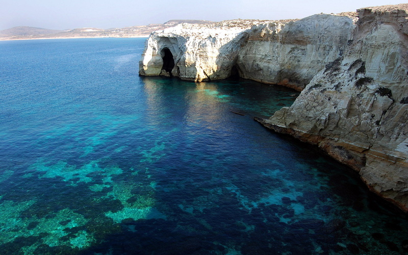 nikon, turquoise, aquamarine, island, water, 1080P, nikond40, seagreen, ocean, landscape, photography, milosisland, seascape, seablue, cliffs, greece