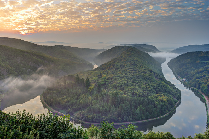 mountains, aerial, Deutschland, 5K, nature, mountain, landscape, scenics, green mountains, tree, outdoors, Nebel, forest, Mettlach, summer, travel, Sunrise