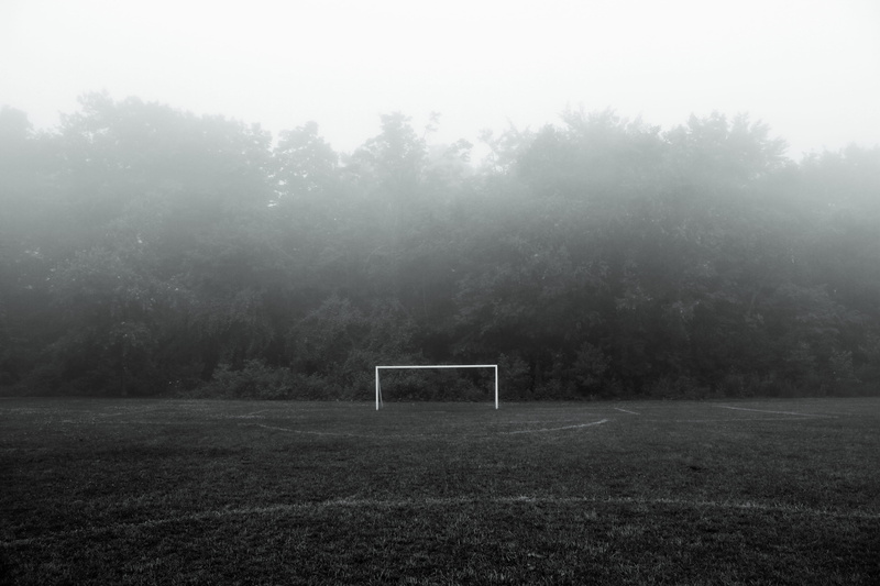 5K, moody, sports equipment, soccer, playing field, clouds, team sport, far, nature, trees, back, no people, net, mood, grass, soccer goal, canada, tranquility