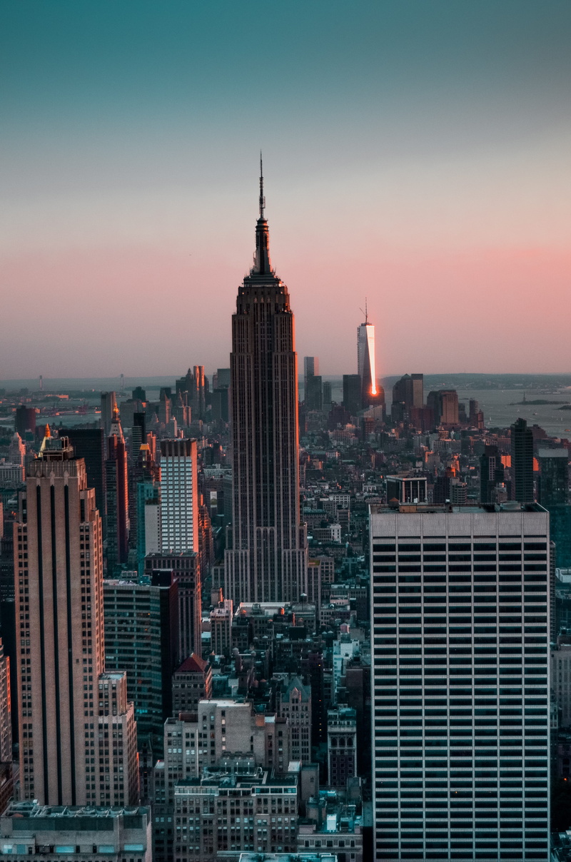 american, one world trade center, empire state building, travel, crowded, tall - high, manhattan skyline, skyline, east coast, outdoors, 4K, financial district