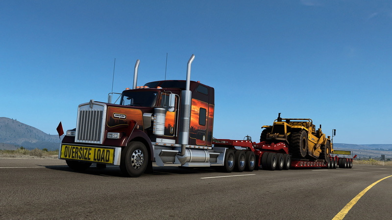 1080P, Kenworth W900, road, coloring, SCS Software, game, the sky, аэрографии, America, низкорамник, American Truck Simulator, W900, ATS, oversize load