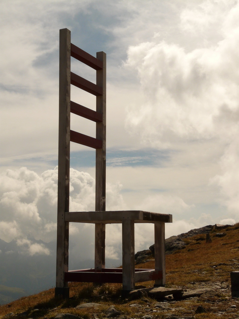 seat, rest, chair, sky, timmelsjoch, idyllic, beauty in nature, plus size, oversized, nature, empty, 2K, tranquility, architecture, land, field, scenics - nature