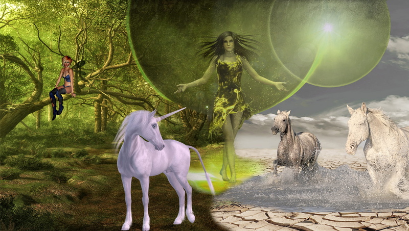 day, fantasy picture, horses, animal, domestic, livestock, mud, mythical creatures, no people, fantasy, between world, standing, animals in the wild, nature