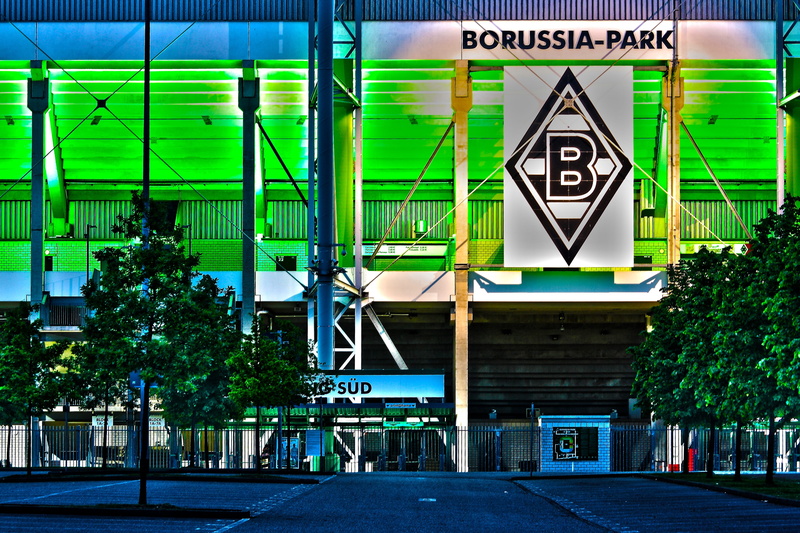 no people, illuminated, image editing, symbol, green, football match, winner, road, Borussia, built structure, banner, road sign, viewers, park, building