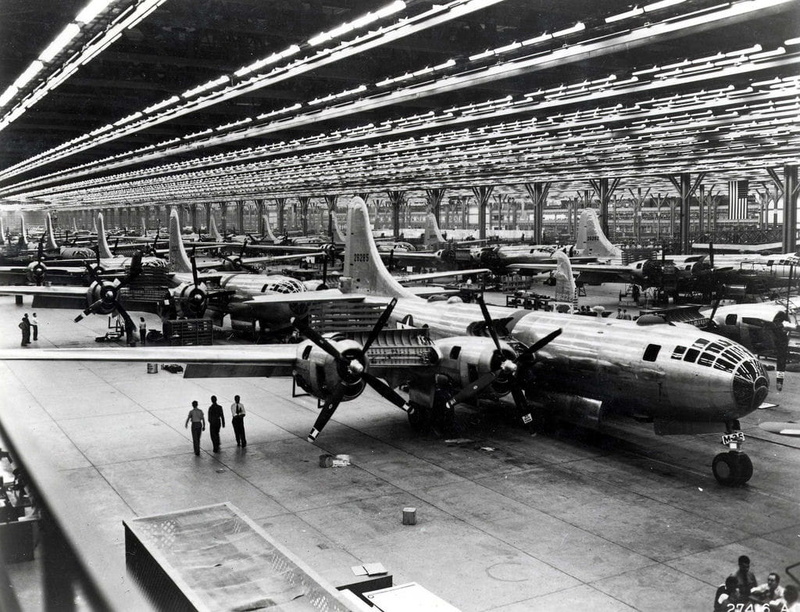 boeing, black And White, mode of transportation, line, aerospace industry, high angle view, group of people, public transportation, 1944, airport, concepts And Ideas