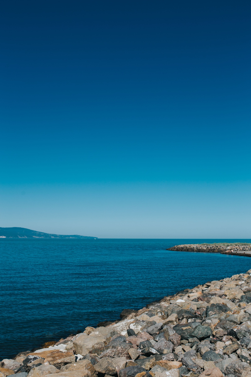 ocean, nature, beauty in nature, seascape, black, Black Sea, sunny, non-urban scene, landscape, horizon over water, beach, clear sky, horizon, rocky coastline