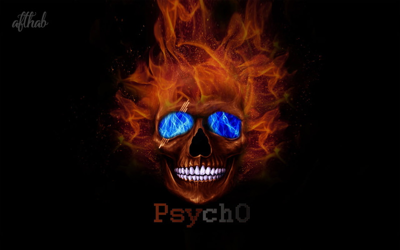 720P, skull, fire, Crazy Face, black background, Psycho, Skull Face, Smile, blue eyes
