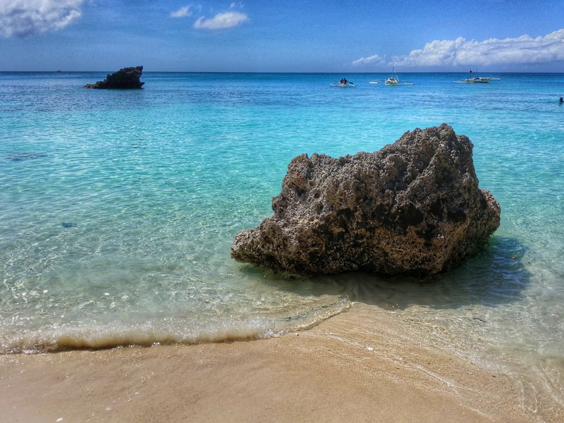 tranquil Scene, scenics - nature, vacations, stone, no People, sand, coastline, rock, Philippines, crystal clear, sea, travel Locations, clouds, Beach