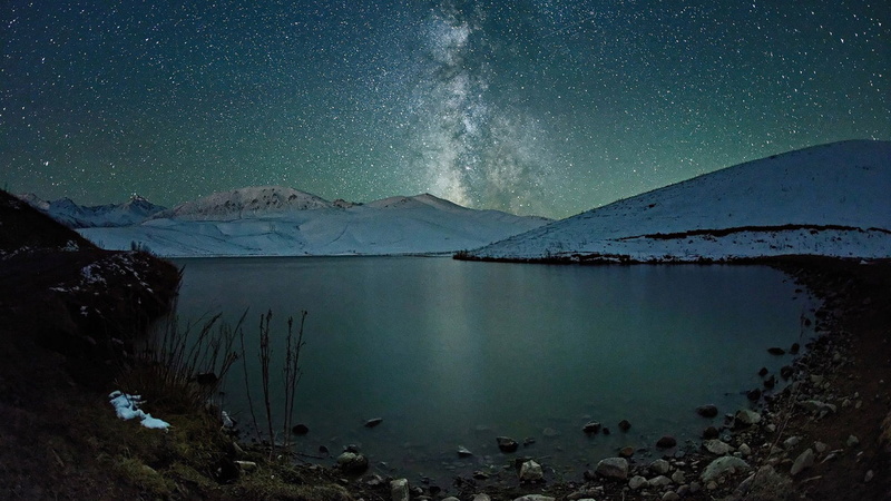 peaceful, coast, reflection, cloud, sea, outdoors, landscape, tranquility, space and astronomy, night, 1080P, environment, sand, ocean, cold temperature