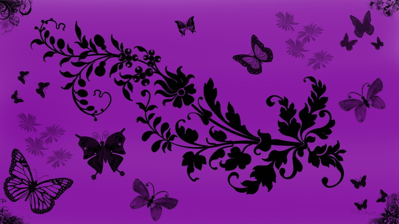 purple, flowers, butterfly, butterflies, abstract, widescreen, floral, 3d and abstract, 1080P, firefox persona, majenta