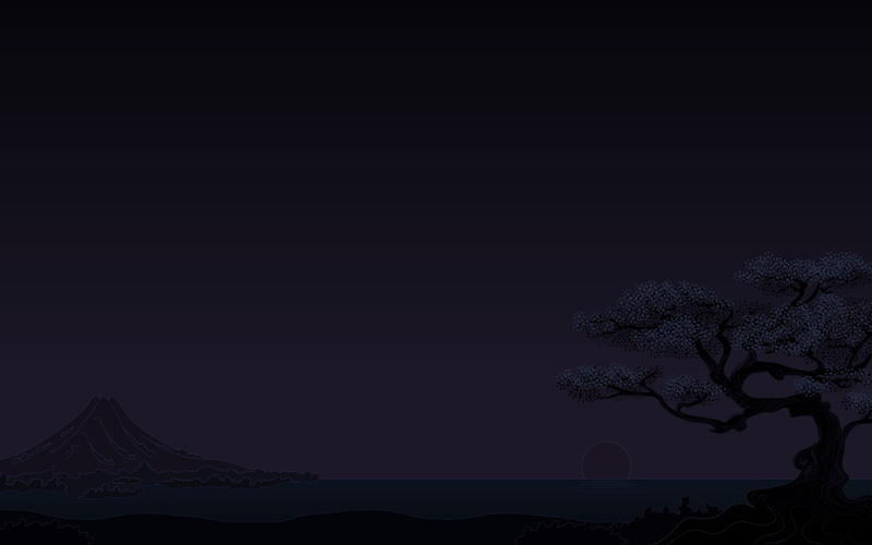 cherry trees, low angle view, plant, near, mountains, minimalism, copy space, tranquil scene, nature, painting, tranquility, sunset, tree, art and craft
