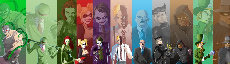 The Riddler, Poison Ivy, Two-Face, Riddler (DC Comics), Bane (DC Comics), Catwoman, Joker, 4K, Harley Quinn