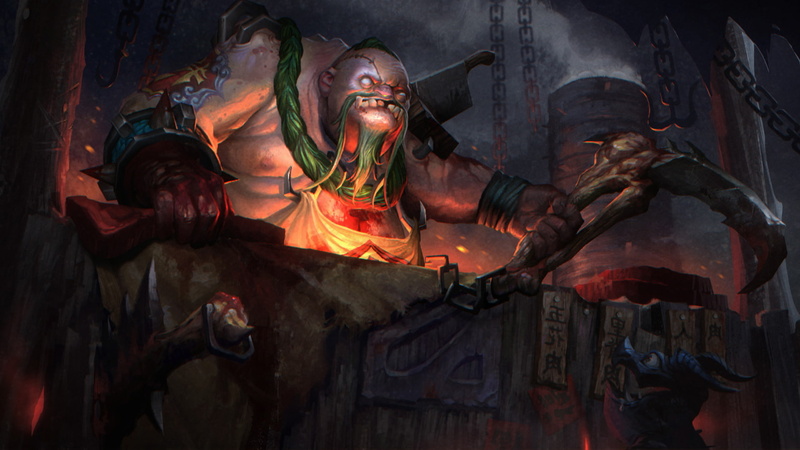 red, 1080P, screen, butcher, hd, pudge, dota, trapper, fighter, art, armor, loading, pandas