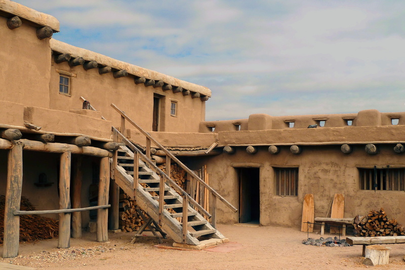 window, outdoors, reconstruction, day, building, sunlight, ruined, trail, stairs, sky, building exterior, courtyard, no people, fur, military, southwest