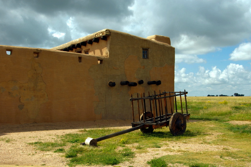 mexico, reconstruction, plant, abandoned, fur, cart, castle, trading post, grass, overcast, transportation, tower, colorado, sky, fortification, day, fort