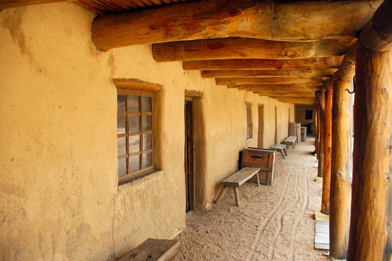 trading post, ancient civilization, indoors, architectural column, wood - material, house, site, santa fe, fortification, architecture, arcade, reconstruction