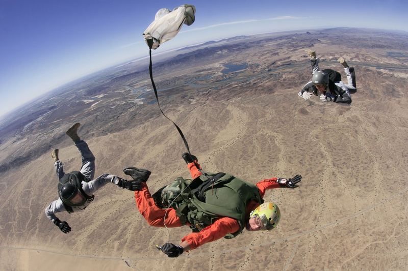risk, landscape, environment, jump, adult, flying, people, ground, outdoors, group of people, sport, high angle view, hiking, skydive, three, jumping, adventure