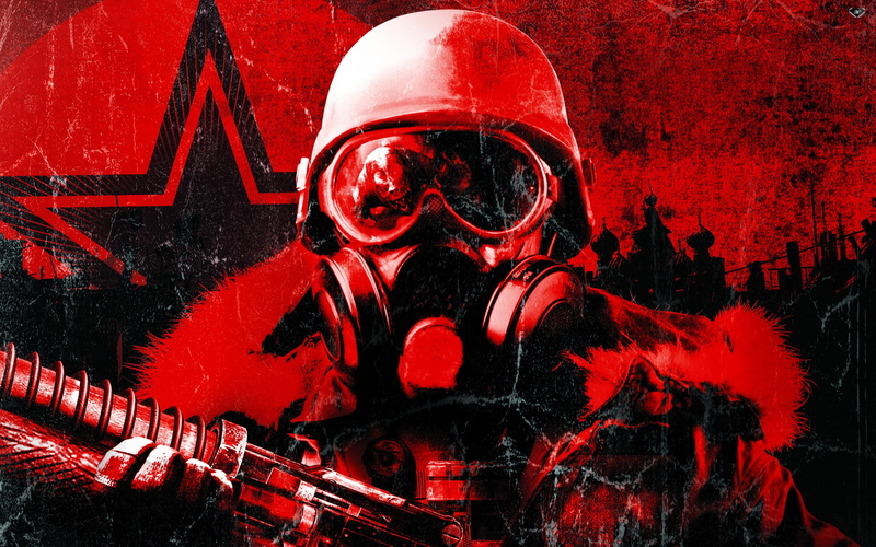 adult, obscured face, metro 2033, digital composite, men, unrecognizable person, 2K, headwear, gas mask, holding, helmet, headshot, front view, waist up