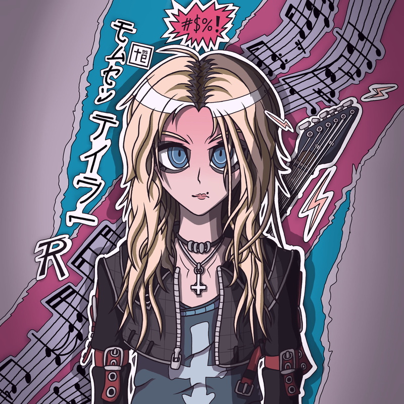 young woman, wavy hair, Smug face, digital painting, Songwriters, looking at viewer, blonde, celebrity, blue eyes, Taylor Momsen, artwork, 1080P, The Pretty Reckless