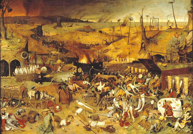 Medieval, artwork, painting, Pieter Bruegel, Classic Art, skeleton, 1080P, death