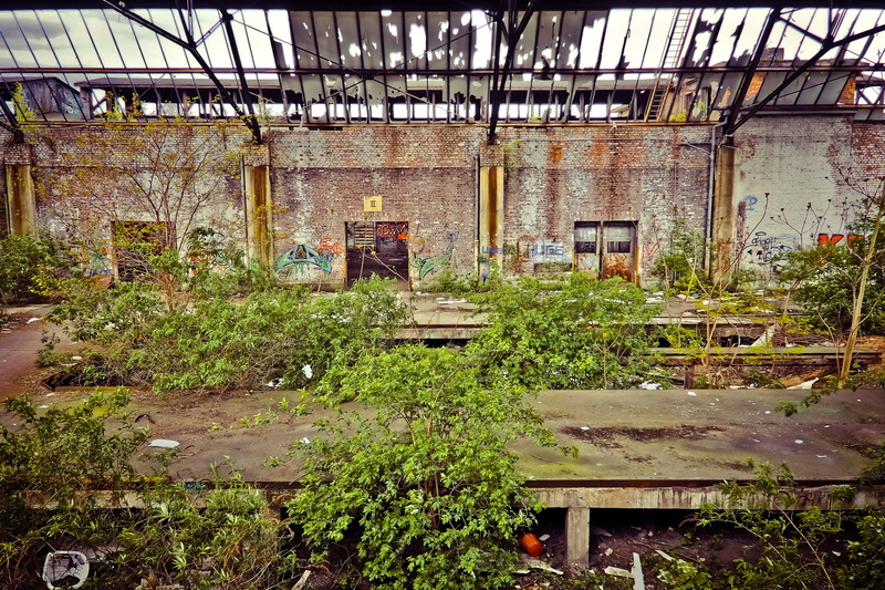 built structure, old factory, finiteness, dirty, factory building, void hall, broken, railway station, break up, dilapidated, 4K, neglected, abandoned