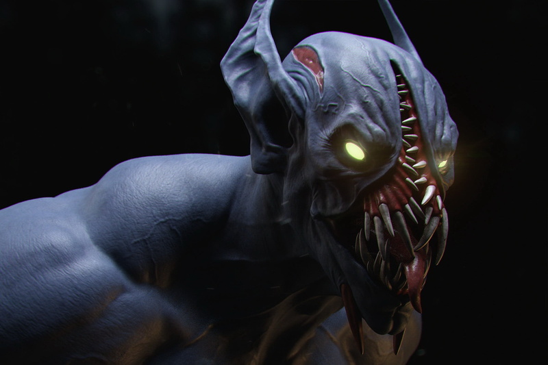 Balanar, fangs, glare, 1080P, Dota 2, eyes, Night Stalker, head, mouth
