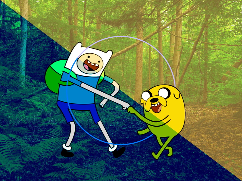 representation, art and craft, creativity, park, Jake the Dog, 1080P, tree, toy, seat, landscape, plant, no people, green color, forest, chair, Finn the Human