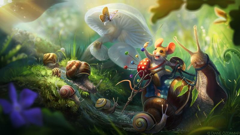 art, butterfly, 1080P, mushrooms, mouse, scissors, Diane ÖZDAMAR, stream, childrens, pincushion, snail, pin, Tiny Timmy and the Army of Snails, warrior